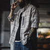 Stand Collar Retro Plaid Casual Shirt