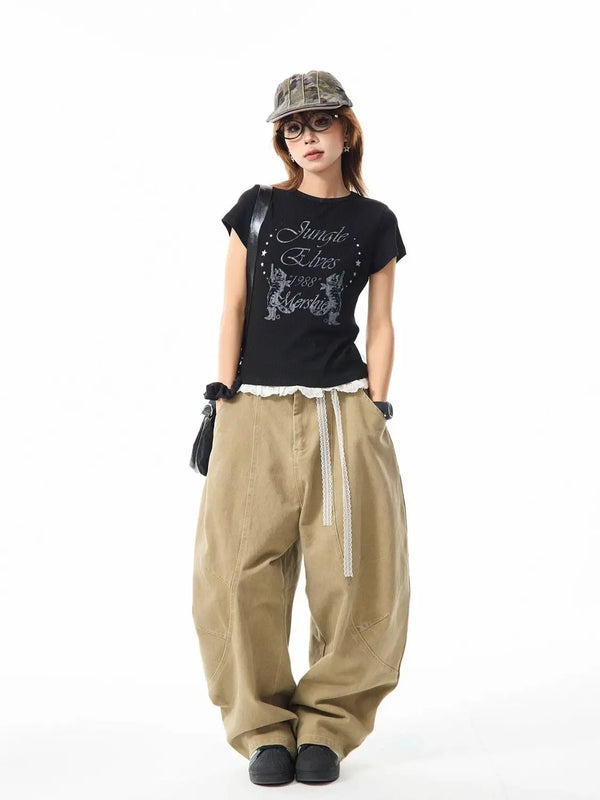 Digital-Age Chic Hip Hop Print Pattern Short Sleeve T-Shirt alternatif görünüm