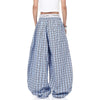 Plaid Stretch Wide-Leg