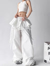 Contrast Lace Splice Wide-Leg
