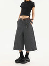 Striped Heritage High-Waisted Capri Denim Shorts
