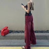 Wine Red Classic European Style Denim