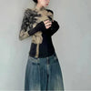 Chic Mosaic High Neck Slim T-Shirt