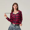 Crimson Stripe Zip Vintage Top