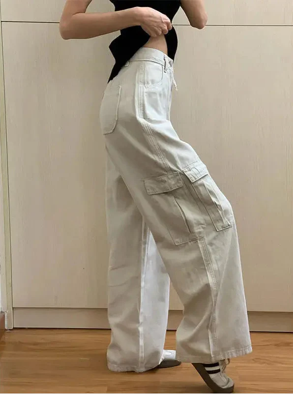 Sleek Metro Beige High Waisted Utility Denim alternatif görünüm