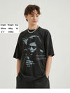 Vintage Portre Baskılı Tişört, kombin görünüm — Navra Wear