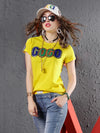 Sleeve Short Letter Sequin Lightweight Yellow T-Shirt