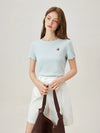 Cherry Needle-Art Scalloped T-Shirt