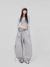 Soft Gray Cord Hip-Hop Trousers