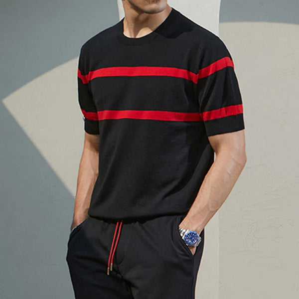 Men's Ice-Cap Everyday High-End Knit O Neck Short T-Shirt alternatif görünüm