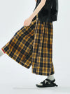 Yellow Black Check Elastic Trousers
