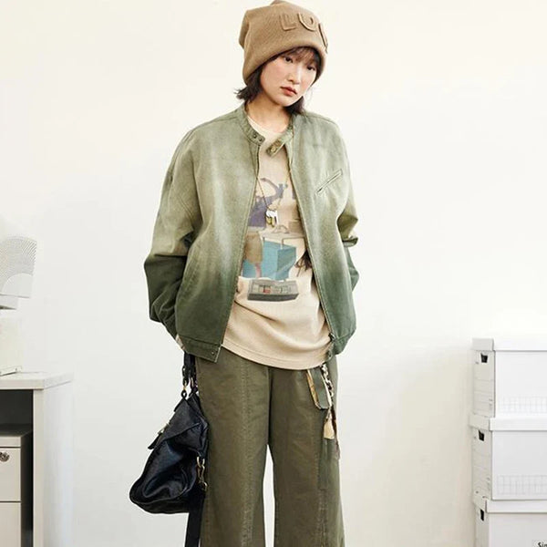 Metro Chic Heritage Seoul Gradient Denim Jacket alternatif görünüm