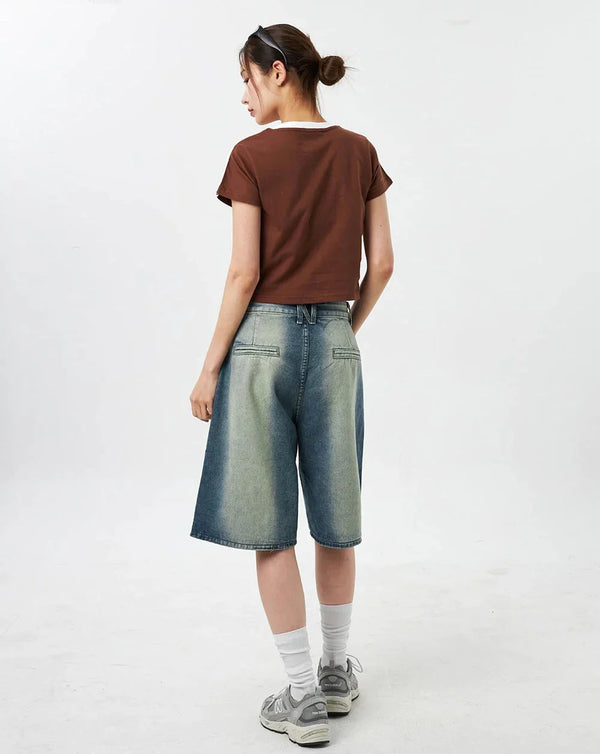 Dusk Fade Wide Leg Shorts alternatif görünüm