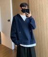 Relaxed Solid V-Neck Sweatshirt
