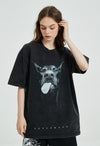 Aged Doberman Designed Stone-Rinsed Black T-Shirt