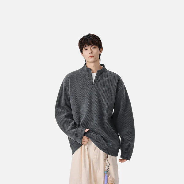Soft Quarter-Zip Texture Top alternatif görünüm