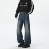 Y2K Baggy Mozaik Desenli Jean Pantolon, yakın çekim — Navra Wear