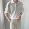 Enduring Clean-Tone Color Han River Style Button Placket-Neck T-Shirt