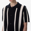 City-Block Chilled Refined Bar-Print Hollow Out Cardigan