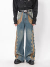 Heritage Faded Studded Leather Mosaic Denim
