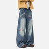 Western Style Rinse Botanical Stitched Denim