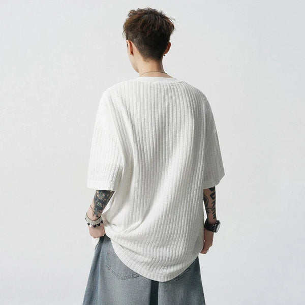 Iced Button Design Block-Color Color Round T-Shirt alternatif görünüm