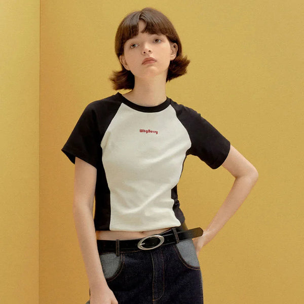 Urban-Edge Classic Epoch Faded Era Hallyu Style Slim Spliced T-Shirt alternatif görünüm