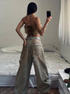 Women Classic Faded Bell Leg Torn Denim