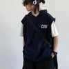 Sleeveless Cotton Letter Imprinted Tank Hooded T-Shirt