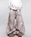 Minimalist Elastic Waist Pintuck Bell Leg Denim