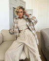 Retro Check Oversized Long Sleeve Top