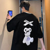 Grizzly Print Big-Silhouette Seoul-Style T-Shirt
