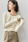 Cozy Collage-Cut Knit Long Sleeve T-Shirt