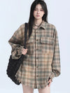 Fringe Plaid Street Vintage Long Blouse