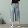 High-Rise Torn Wide Leg Denim Shorts