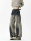 Blue Relaxed High Waisted Wide Legg Denim
