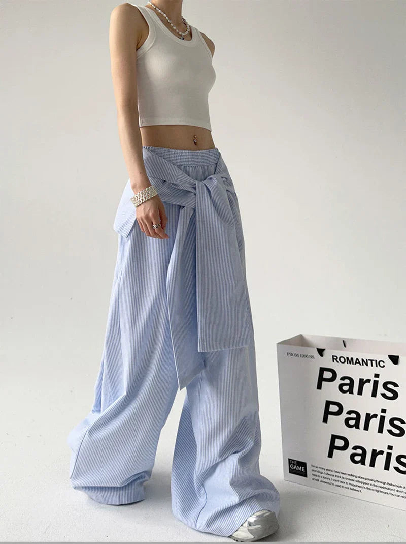 Lace-Up Stripe Vintage Trousers