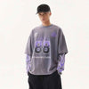 Faded Era Stars-and-Stripes Style Letter Print Long Sleeve T-Shirt