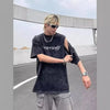 Retro-Faded Stone-Rinsed Oversize Sleeveless Crew T-Shirt