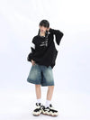 Yıldız Baskılı Oversize Sweatshirt, önden görünüm — Navra Wear
