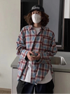 Refined Plaid Drape Long Sleeve Shirt