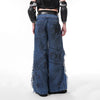 Unique Mosaic Leather Painted Bell Leg Denim