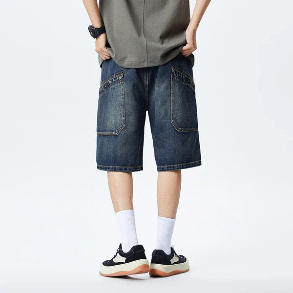 Heat Wave Wide Denim Shorts alternatif görünüm