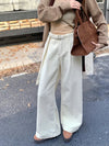 Wide Leg Fitilli Kadife Pantolon, yakın çekim — Navra Wear