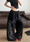 Wide Leg Japon Baskılı Jogger, detay görünüm — Navra Wear