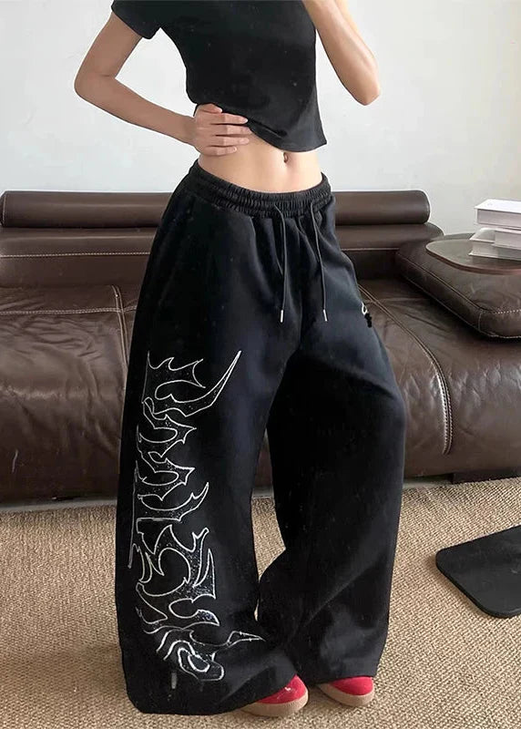 Wide Leg Japon Baskılı Jogger alternatif görünüm