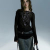 Time-Worn Tattoo Print Ribbed Knitted T-Shirt