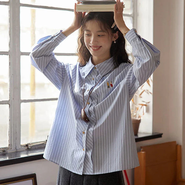 Embroidered Stripe Classic Chic Blouse