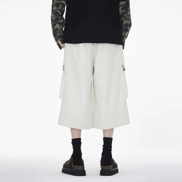 Men's Quick Dry Relaxed Wide Leg Denim Shorts alternatif görünüm