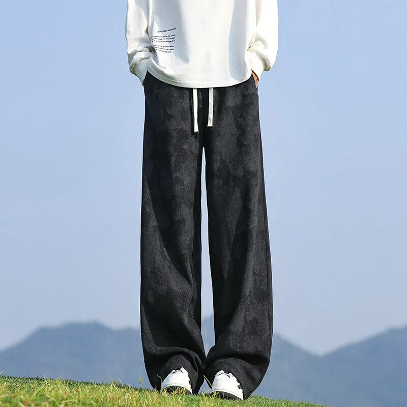 Retro Black Beige Straight Trousers